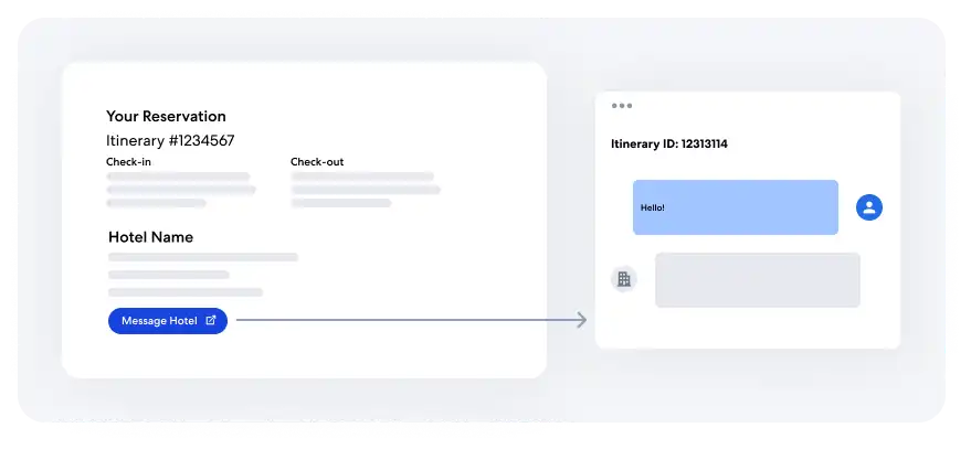 Confirmation Email with Message Hotel button