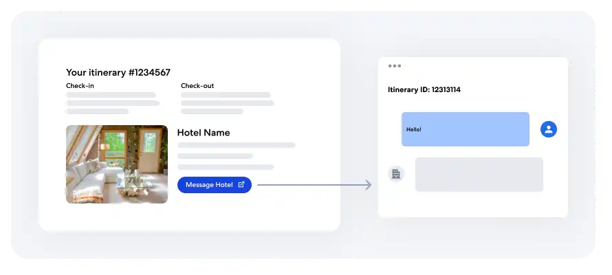 Reservation Details page with Message Hotel button