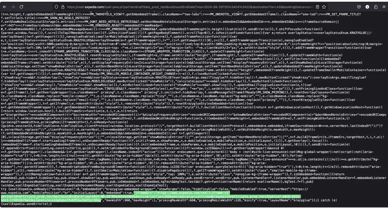 Code block with iframesrc section highlighted