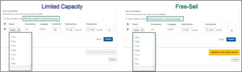 Define availability by schedule type/languages hours of operation example