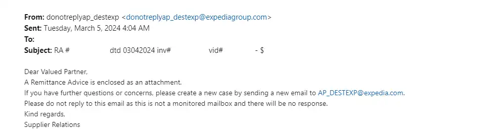 Sample Excel Remittance Advice