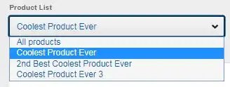 Product list selection