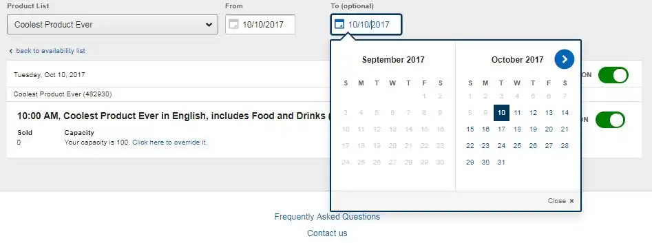 Date selection fields