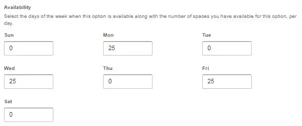 Option available on Monday, Wednesday and Friday