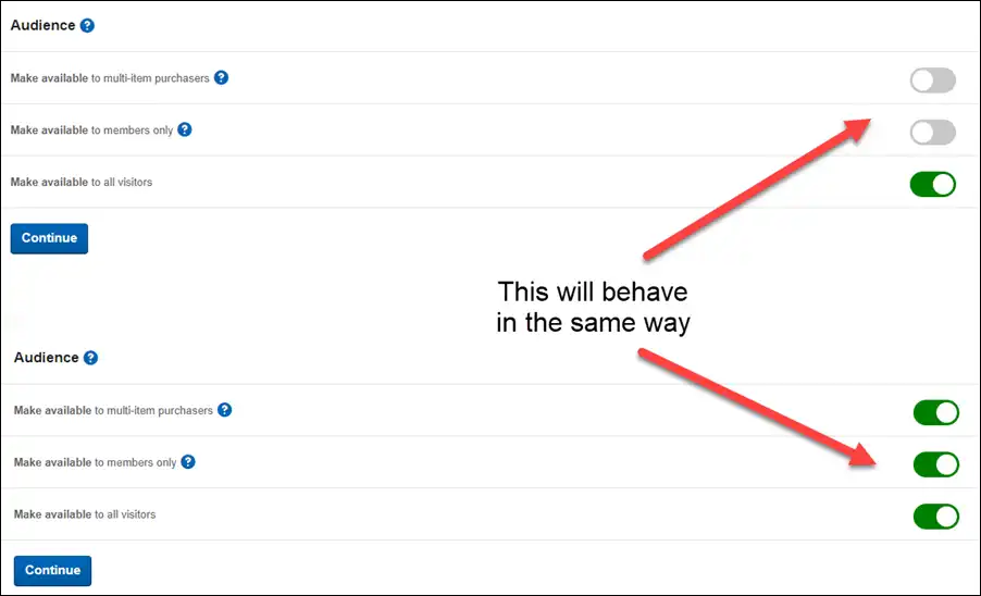 Audience options display