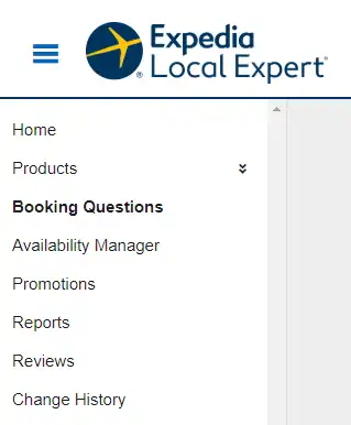 Booking Questions in left navigation