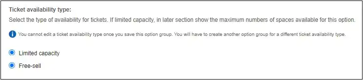 Ticket availability type options
