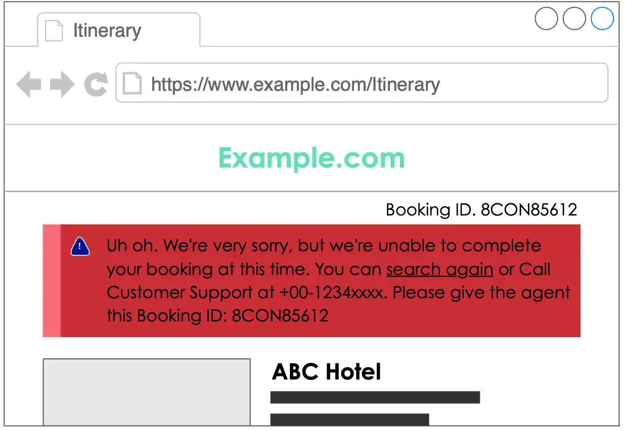 Booking failure