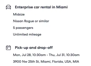 Email or voucher summary of booking details