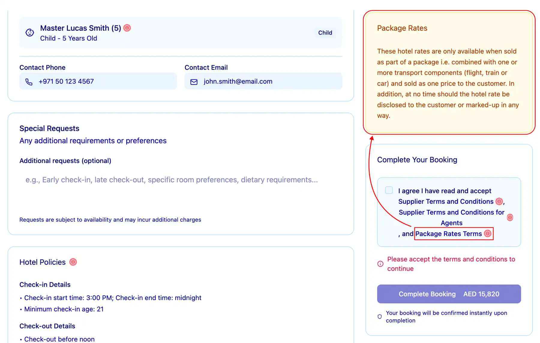 Agents must accept package rate rules