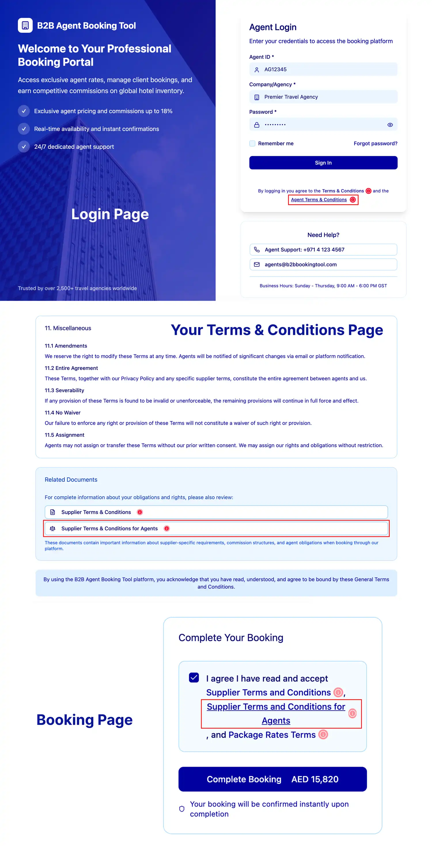 Agents must agree to terms and conditions