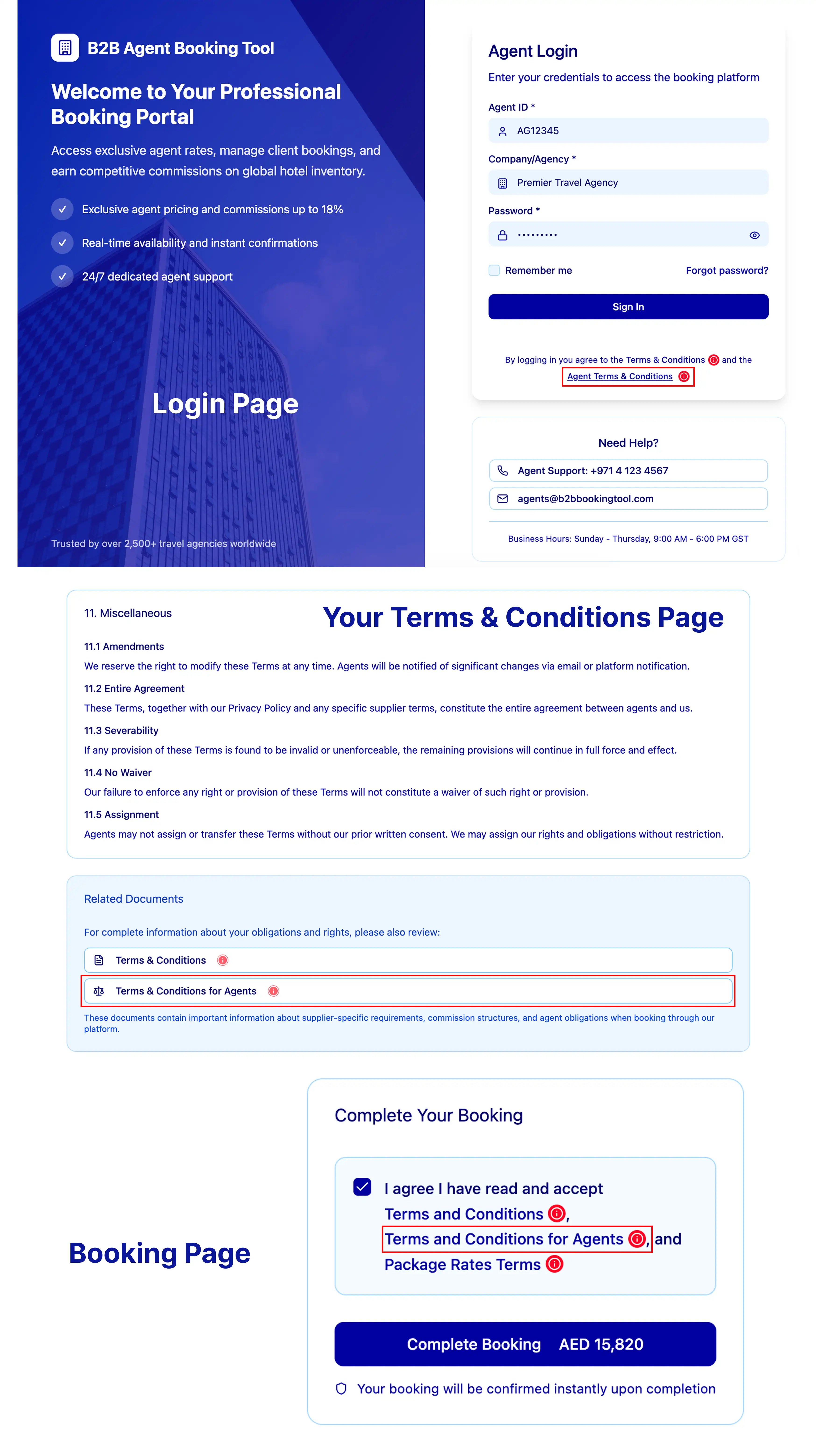 Agents must agree to terms and conditions