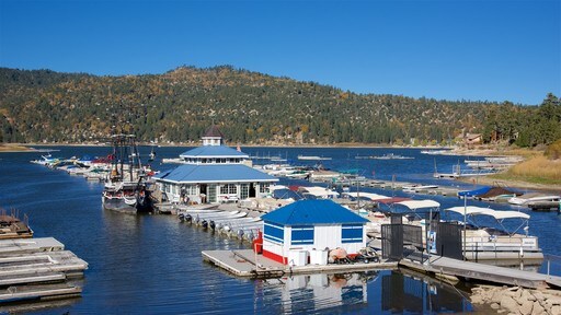 Big Bear Lake som inkluderar en sjö eller ett vattenhål, en hamn eller havsbukt och stillsam natur