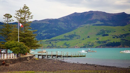 Akaroa toont vredige uitzichten, een meer of poel en een baai of haven