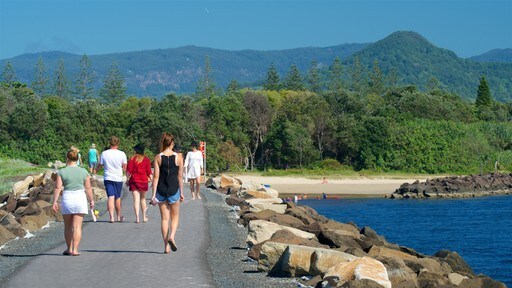 Byron Bay inclusief een strand, algemene kustgezichten en vredige uitzichten