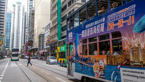 Sheung Wan which includes street scenes, railway items and a city
