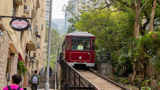 The Peak Tram featuring street scenes and railway items as well as a couple