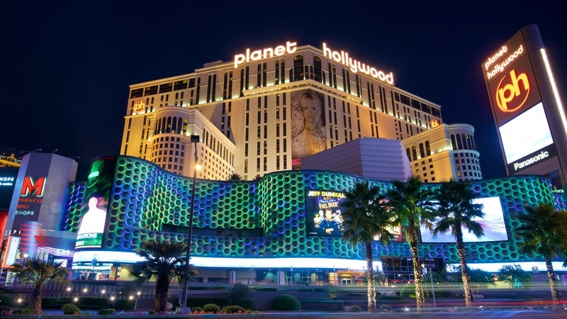 Planet Hollywood Las Vegas facade at night