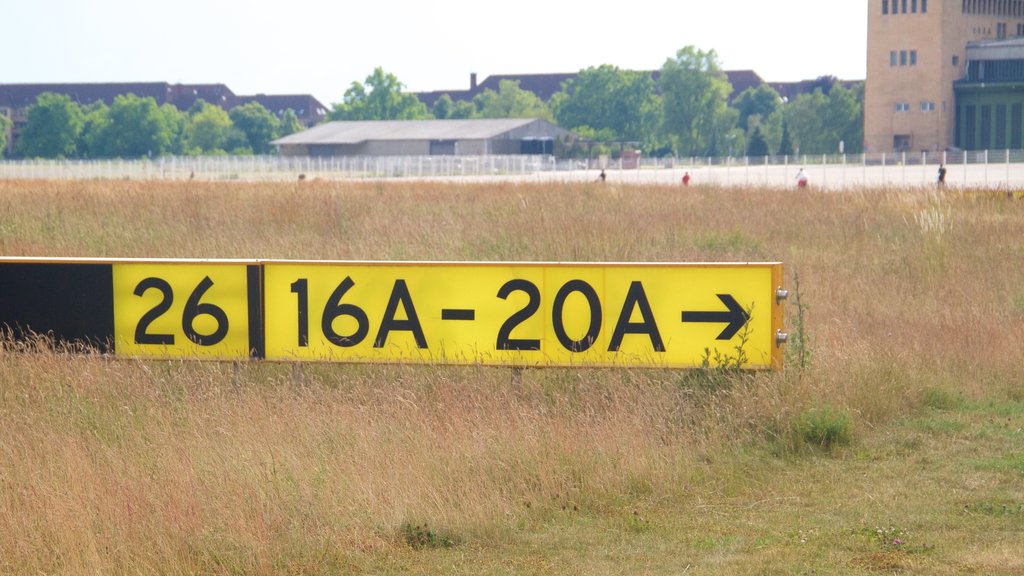 Tempelhof Park showing signage