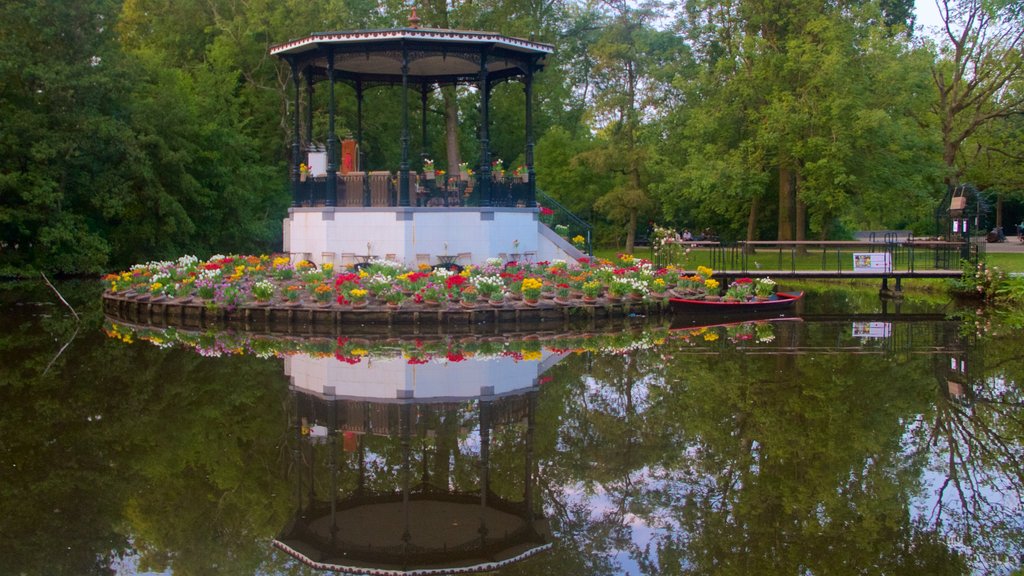 Vondelpark featuring a pond, a gondola and flowers