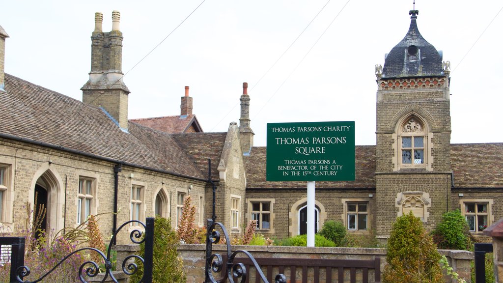 Ely showing heritage architecture and signage