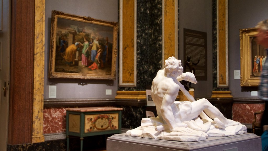 Fitzwilliam Museum which includes interior views, art and a statue or sculpture