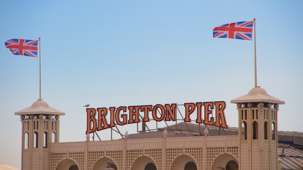 Brighton Pier featuring signage