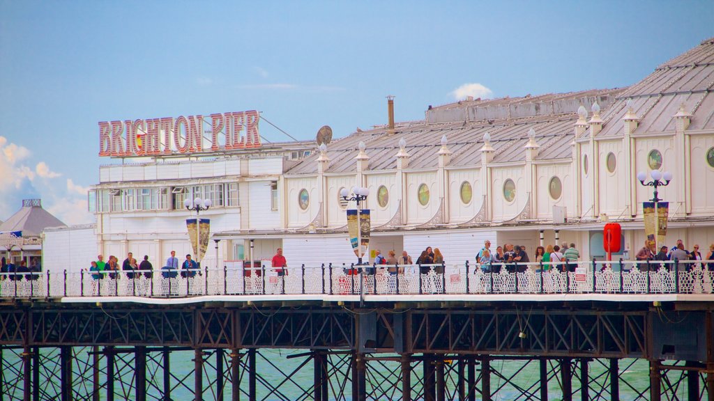 Brighton Pier which includes signage