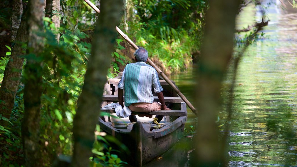 Sanctuaire ornithologique de Kumarakom qui includes rivière ou ruisseau aussi bien que homme