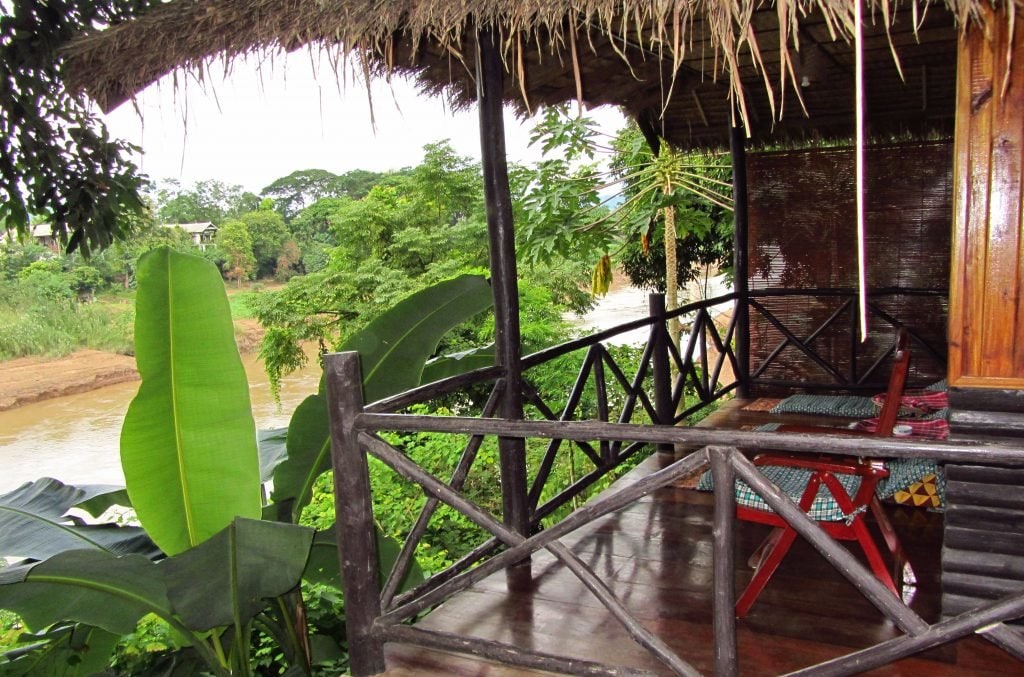 Ein Baumhaus über dem Mekong.