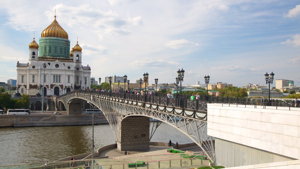 Cathedral of Christ the Savior featuring heritage architecture, a bridge and a river or creek