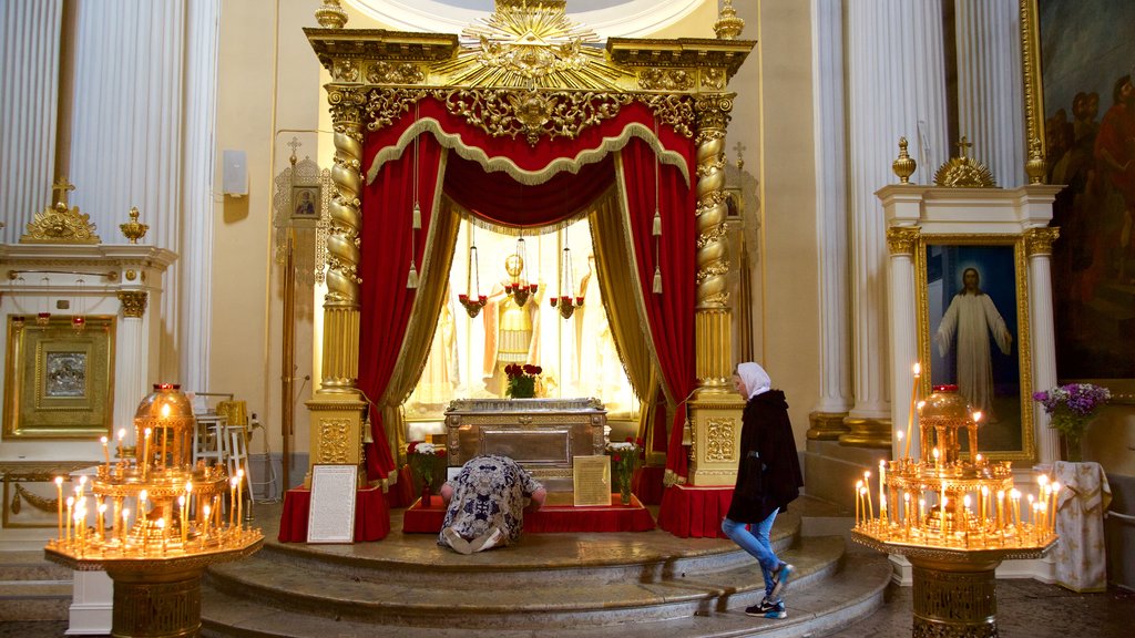 Alexander Nevsky Lavra showing interior views and a church or cathedral