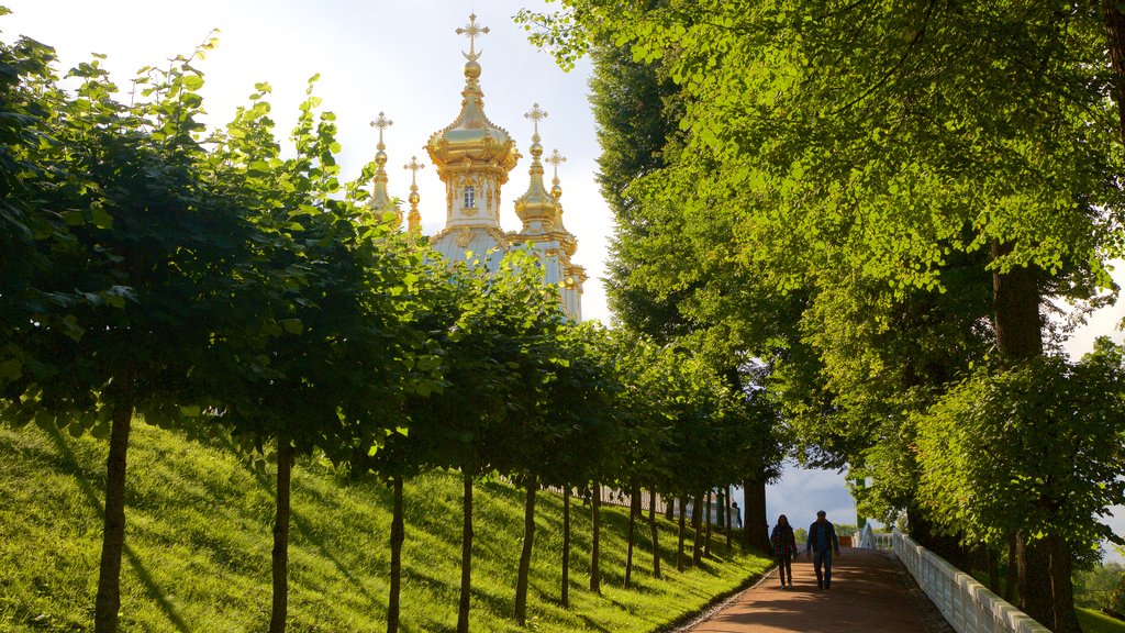 Palacio y jardín Peterhof ofreciendo un parque