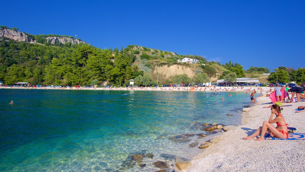 Playa de Kasuni mostrando una playa y vistas generales de la costa y también una mujer