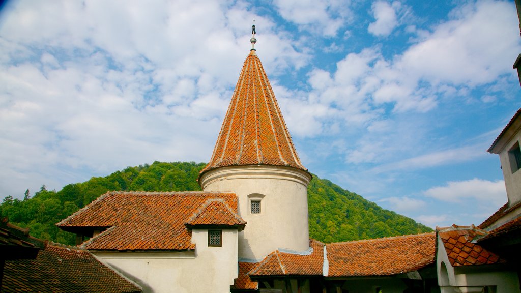 Castelo de Bran mostrando um pequeno castelo ou palácio