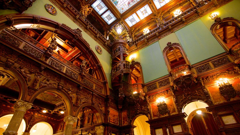 Peles Castle showing heritage architecture, interior views and a castle