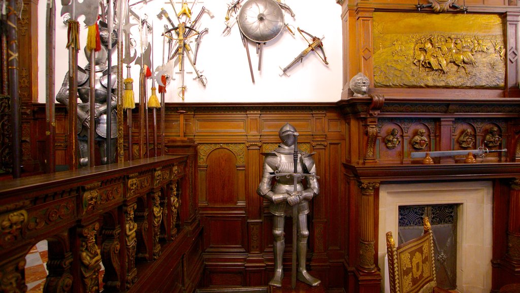 Peles Castle showing a castle, interior views and heritage elements