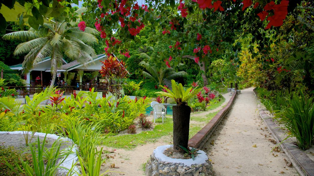 Mele Cascades which includes flowers and a garden