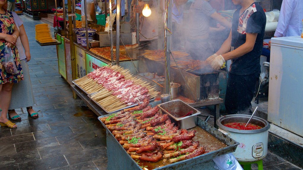 Great Mosque of Xi\'an showing markets and food