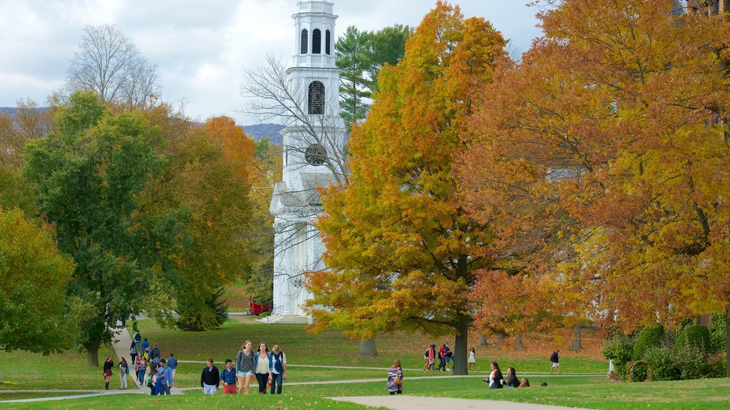 Williamstown featuring a park and autumn leaves as well as a small group of people