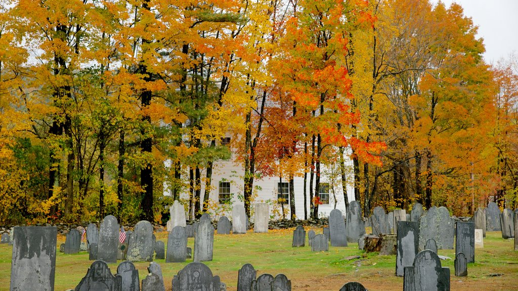 Chesterfield que incluye hojas de otoño y un cementerio