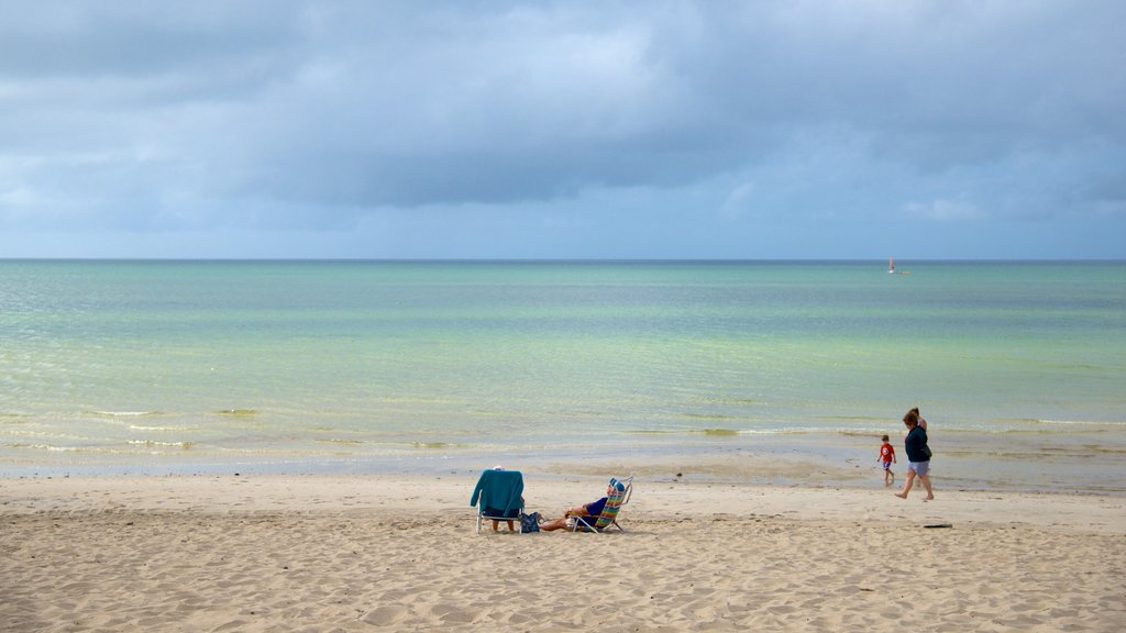 Skaket Beach mostrando una playa y también una familia