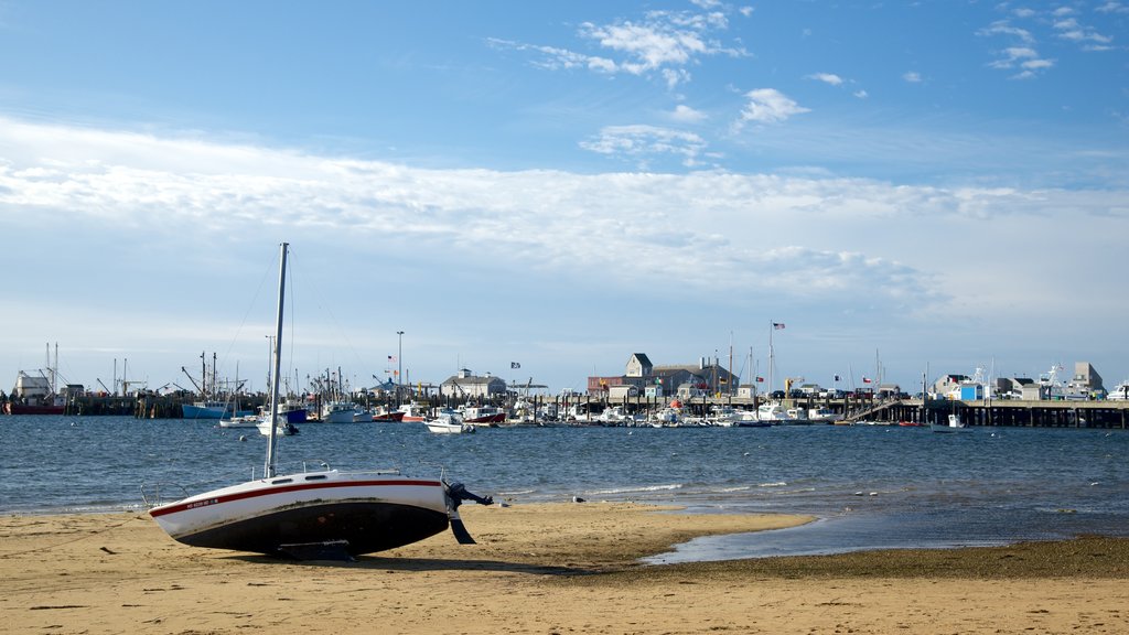 MacMillan Pier showing a bay or harbor and a beach