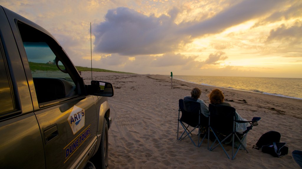 Provincetown which includes off road driving, a sunset and a beach