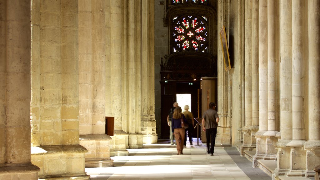 Catedral de Tours mostrando uma igreja ou catedral e vistas internas assim como um pequeno grupo de pessoas