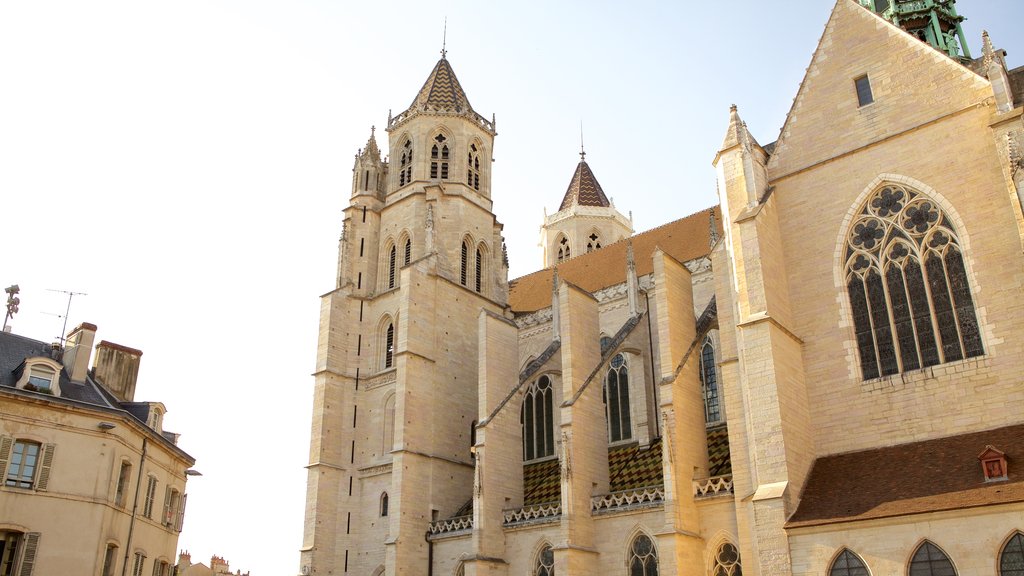 Catedral de Dijon ofreciendo arquitectura patrimonial y elementos patrimoniales