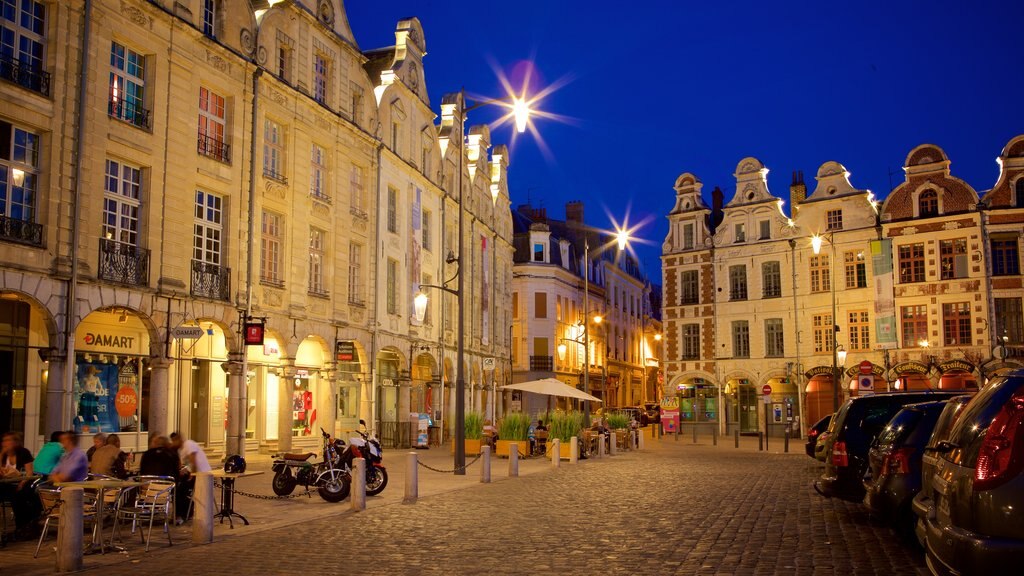 Place des Heros which includes night scenes, heritage architecture and heritage elements