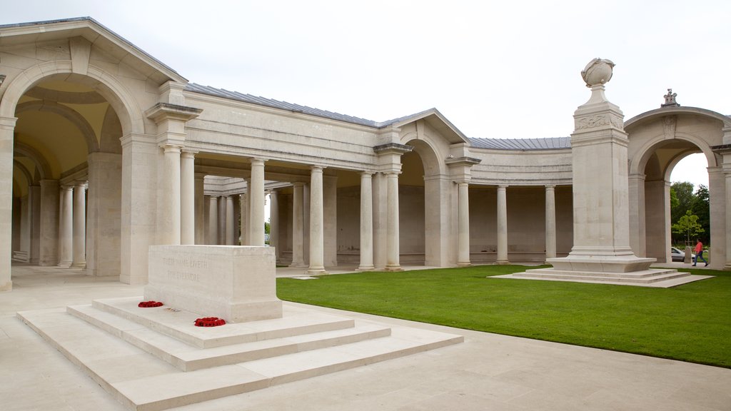 Arras War Cemetery showing heritage elements and a memorial