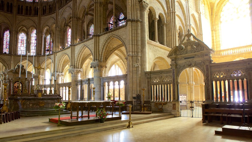 St. Remi Basilica which includes a church or cathedral and interior views