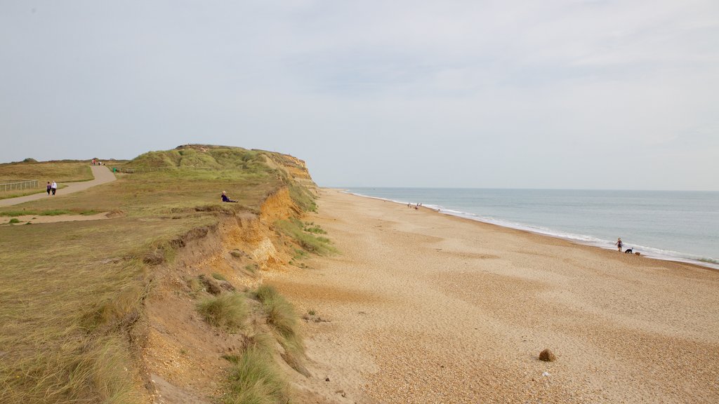 Hengistbury Head que incluye una playa de piedras y escenas tranquilas